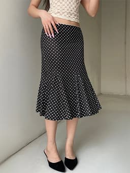 Women's Midi Skirts Dot Print Low Waist Skirts Spring Summer Casual Skirts 2026 Fashion Casual Elegant Clothes
