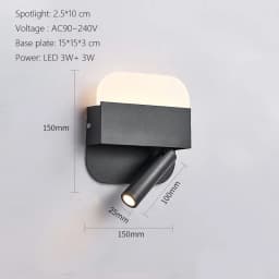 Modern Minimalist Led Wall Lamp USB Charging Indoor Bedroom Lamp Hotel Bedside Reading Lamp Wall Lights Sconce Switch AC 90~240V