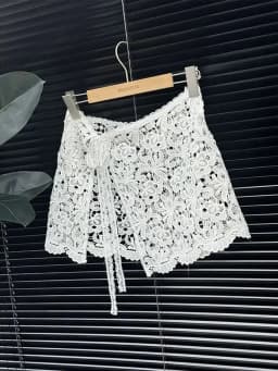 Ele Water-Soluble Lace Apron Skirt Multi-Layered Wear Ladies High Waist A-Line  Skirt Slimming Butt Covering Design