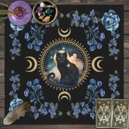 1PC Moonlight Flower Tarot Card Table Cloth, Altar Card Mat, Witchcraft Astrology Supplies Decorative Card Mat