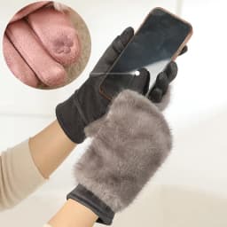 Double Set Fashion Personality Suede Winter Keep Warm Touch Screen Women Gloves Hairy Imitation Mink Velvet Half Finger Gloves