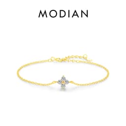 MODIAN 925 Sterling Silver Stackable Four Leaf Clover CZ Bracelet For White Gold Plated Link Chain Women Party Fine Jewelry