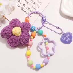 Colorful Bag Pendant Keychain Handmade Knitted Five-petaled Flowers Handbag Charm Acrylic Purse Decoration Attractive Keyring