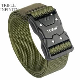 Quick Release Pluggable Metal Buckle Canvas Tactical Belt For Drilled Tough Nylon Belt For Men Durable Webbing Belts Training