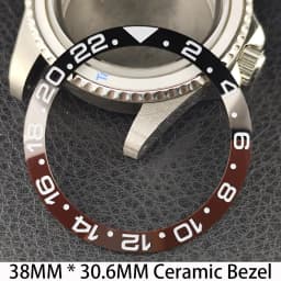 Sloping 38mm * 30.6mm Ceramic/Aluminum Bezel GMT and Diving Watch Insert Fits for 40mm Men's Watch Case Bezel Replacement Insert