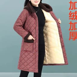 Winter Coat New Vintage Velvet And Thickening Single breasted Cotton Coat for Women Fit Cotton Clip Warm Long Parka Plaid Coat