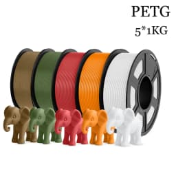 JAYO Filaments PETG 5 Rolls Mixed Colors 3D Printer Filament 1.75mm 100% No Bubble FDM 3D Printer Materials DIY Gift 1.1KG/1 Rol