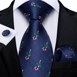 Blue Green Christmas Men tie Set with Handkerchief Cufflinks Wedding Prom Groom Accessories Perfect Gift for Men