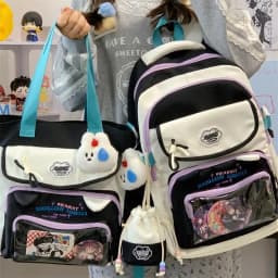 Contrast color desihngirls backpack Good lookingandlargecapacityschool backpack for girls Pain bag tote bagforwomenAgiftforagirl