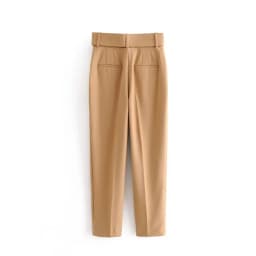 Spring Women's Slimming Versatile Belted Trousers Asymmetric Commute Sle High Waist Long Pants Casual Pants