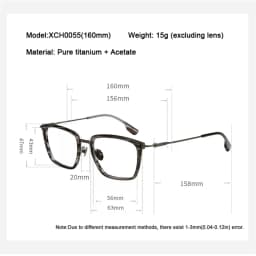 Luxury Brand Replica Acetate & Pure Titanium Glasses Large Size 155mm Big Face Ultra-light Eyeglass Unisex Ox Horn Grain Frame