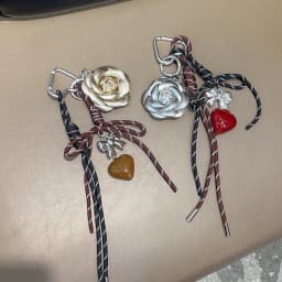 Handmade Camellia Flowers Personalized Heart Keychain Creative Simple Diy Rope Pendant Tassels Trendy Accessory Gifts