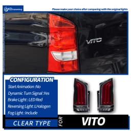 AKD Tail Lamp for Benz Vito W447 LED Tail Light 2016-2021 Vito Rear Fog Brake Turn Signal Automotive Accessories