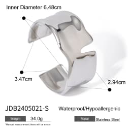 Uworld Unique Stainless Steel Metal Wide Cuff Open Bracelet Bangle 18K Gold PVD Plated Waterproof Fashion Essential Jewelr