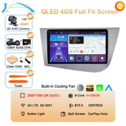 Car Radio Android 16 Navigation GPS Carplay For Seat Leon 2 MK2 2005-2012 Multimedia Video Player Stereo DSP 360 Camera Wifi 4G