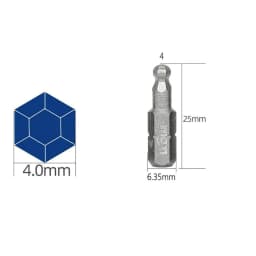3Pcs Magnetic 1/4 Inch Ball Screwdriver Bits - Auto Repair Tools 25mm Length 3/4/5/6mm Screwdriver Head