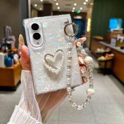 Fashion Love Pearl Bracelet Shell Pattern Phone Case for Samsung Z Fold 8 Wide Shockproof Lens Protrusion Portable Slim Cover