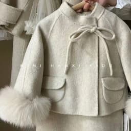 Girl's Woolen Small Fragrant Style Set Autumn And Winter 2026 New Children's Clothing Western-style Woolen Two-piece Set