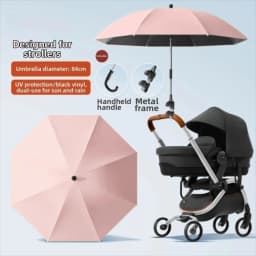 Adjustable UV Protection Umbrella 2-in-1 Design with Clamp Pram Cover Umbrella Universal 360 Degree Baby Stroller Umbrella