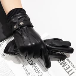 Winter Thickened Fleece Gloves for Men Touchscreen Compatible Windproof Warm Breathable Leather Gloves