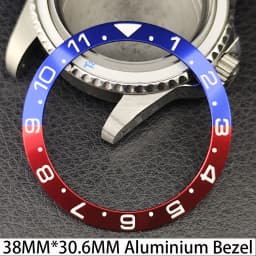 Sloping 38mm * 30.6mm Ceramic/Aluminum Bezel GMT and Diving Watch Insert Fits for 40mm Men's Watch Case Bezel Replacement Insert