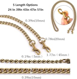 Iron Flat Chunky Gold Chain Strap for Replacement Purse Shoulder Bag Handbag Straps,Compatible with Nolita 19/Tabby 26/Georgie
