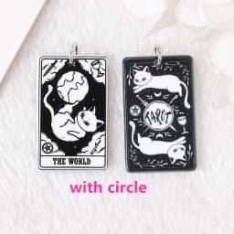 8Pcs 39*23 MM Black White Cat Tarot Card Charms Creative Acrylic Sun Moon And Lovers Jewelry For Earring Necklace Diy