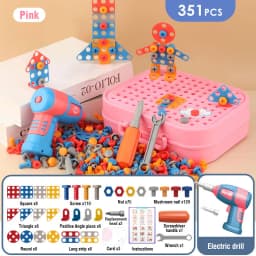 211-351Pieces Children Tool Set Electric Drill Screw Nut Puzzle Toys Pretend Play Dinosaur Drilling Assembly Educational Toy Boy