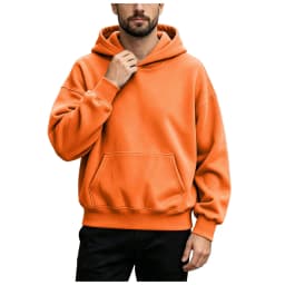 Basic Warm Fleece Hoodie Men's Sweatshirt Design Drop Shoulders Solid Color Trendy Versatile Loose Top Regular Fir Sweatshirts