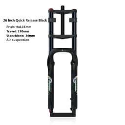 20x4.0 26*4.0 MTB Dual Motor Air Suspension Fork QR 9*135mm 15*135mm Beach Snow Motorcycle Electric E Bike Double Crown Air Fork