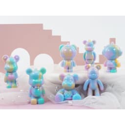 DIY Crystal Epoxy Silicone Mold Cute Sitting Stand Bear KeyChain with Hole Jewelry Pendant Mirror Silicone Resin Mold