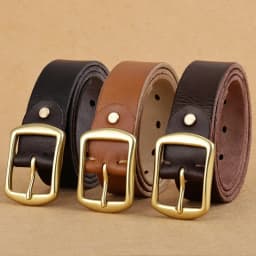 Handmade belt trendy leather pin buckle simple first layer real cowhide men's and women's copper buckle belt versatile old