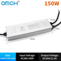 OMCH IP67 Waterproof Power Supply Lighting Transformer AC110V-220V to DC12V 24V LED Driver, 10W 20W 30W 50W 100W Outdoor Adapter