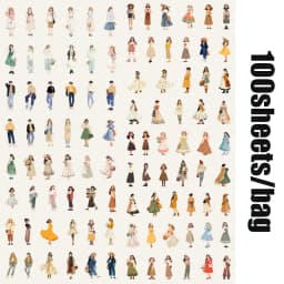 100pcs people like clouds series character theme large portion hard card stickers DIY handbook diary notebook tablet phone case