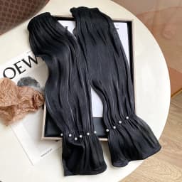 Women Summer Ice Silk Sunscreen Long Sleeves Fingerless Gloves Elegant Pearl Decoration High Elasticity Thin Driving Cycling