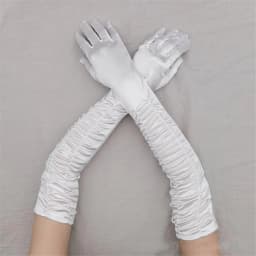 Women Long Solid folds Satin Soft Multicolor Ceremonial Gloves Dance Performance Elasticity Retro Style Opera