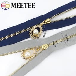 2/5pcs Meetee 3# Metal Zipper 40/50/60/70CM Open End Gold Teeth Zip for Sewing Bags Purse Down Jacket Skirt Clothing Accessories