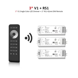 V1 LED Dimmer 12V 24V 36V RS1 4 Zone Single Color LED Strip Dimming Kit Wireless Wifi 2.4G RF Remote Control Push Switch Dimer
