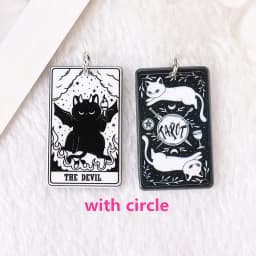 8Pcs 39*23 MM Black White Cat Tarot Card Charms Creative Acrylic Sun Moon And Lovers Jewelry For Earring Necklace Diy