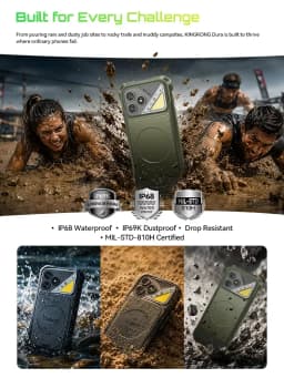 Cubot Kingkong Dura Rugged Android Smartphone 16 20Gb(8+12) & 32Gb(12+20) Ram, 128Gb/256Gb Rom, 6.88" 120Hz Display, Nfc, Face Id & Fingerprint Unlock