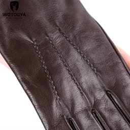 Comfortable Keep Warm Gloves Male Winter, Water Ripple Design Sheepskin Men's Gloves, Black Men's Leather Gloves-8001Y