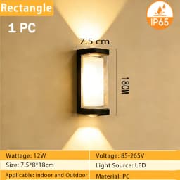 LED Wall Light IP65 Waterproof 12W Wall Lamp Decorative Light For Garden Gate Living Room Bedroom