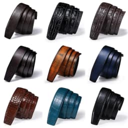 New Blue Color Cowskin Genuine Leather Automatic Buckle Belts for Men Casual Cowboy Belt without buckle Replacement belts