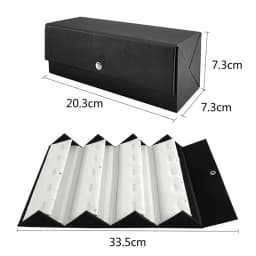 Portable Foldable Jewelry Storage Box Black Leather Outer and White Leather Inner Jewelry Box Rings Necklace Pendant Container