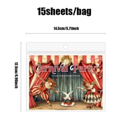 Mr. Paper Carnival Party Stickers 15pcs - Circus Diorama Card Decals, Creative Journal Collage, Themed Diary Decor DIY Scrapbook