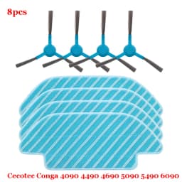 For Cecotec Conga 4090 4490 4690 5090 5490 6090 Robot Vacuum Cleaner Side / Soft Roller Brush Mop Cloth Rags Wheel Accessories