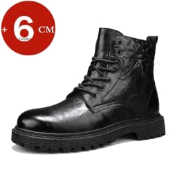 6cm Invisible Height Increasing Men Boots Leather Outdoor Autumn Winter Shoes Warm Non-Slip Comfortable Elevator Ankle Boots