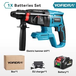 YOFIDRA 26MM Brushless Electric Hammer Drill Multifunctional Rotary Cordless Rechargeable Power Tools For Makita 21V Battery Pin