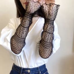 Summer Sunscreen Sleeves Shade for Women Polka Dot Lace UV Thin Breathable Oversleeves Cycling Driving Fingerless Sleeves