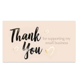 9.0x5.4cm Pink Black Foil Stamp Greeting Label Custom Thank You Cards For Small Bussiness Gift Box Decoration Packaging Supplies